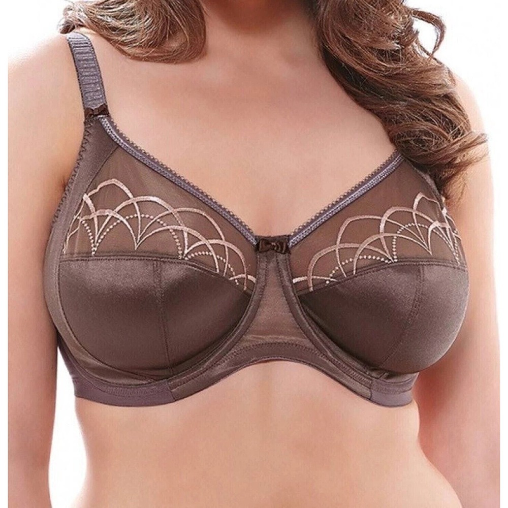 Elomi Womens Size 38K Cate Full Figure Underwire Lace Cup Bra EL4030 Brown 2320